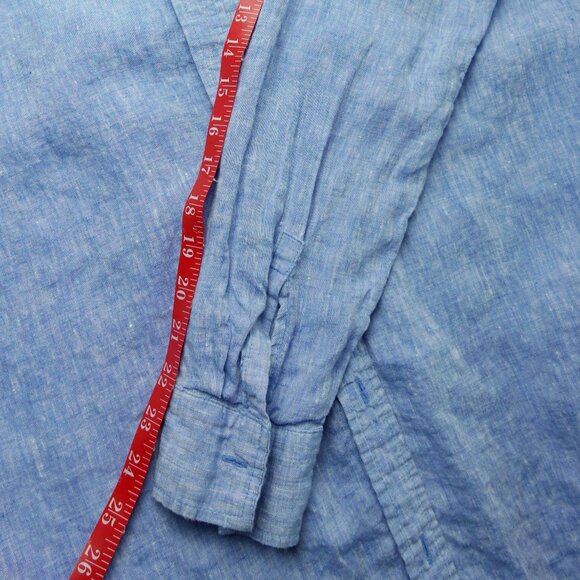 100% Linen Long Denim Blue Oxford	Medium Tall - Picture 3 of 7